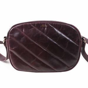 Excellent condition A.P.C. quilted voile leather shoulder bag in burgundy with dust bag.