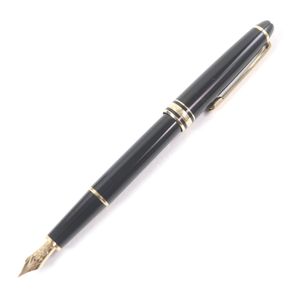 극미품 □ MONTBLANC 몽블랑 펜촉 14K F 니브 마이스터스튁 클래식 캡식 만년필 블랙 골드 상자・케이스 첨부 서독제 남성