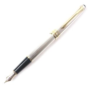 品相極佳 ▼MONTBLANC#1446 Meisterstück 經典單鑽鋼筆，純銀筆身，18K SV925 M 尖，總重 28.8 克
