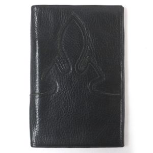 品相極佳的 CHROME HEARTS Flareny 捲軸標籤，帶有品牌標誌五金件和黑色銀色皮革書皮/記事本封面，男士款