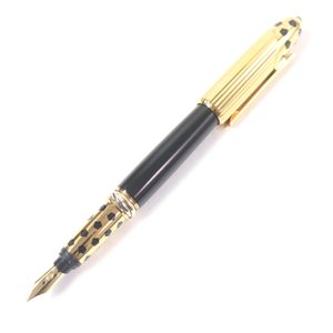 극미품 □ Cartier 까르띠에 판테르 드 까르띠에 펜촉 18K M 니브 트리니티 만년필 블랙 골드 케이스 첨부 프랑스제 맨즈