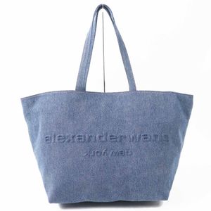 Excellent condition Alexander Wang Punch Logo Embossed Denim Tote, large denim tote bag, in indigo blue, women's, original price: ¥107,800