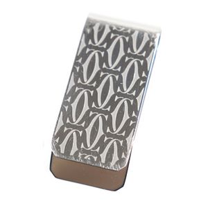 Excellent Condition Cartier Must Line C de Cartier T1220237 Bill Clip/Money Clip with Decorative Logo Engraving, Silver, Made in Spain, Men's