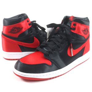 Unused Nike Air Jordan 1 Retro High OG (FD4810-061) Women's Air Jordan 1 Retro High OG Satin High-Top Sneakers in Black and RED 26.5, Comes with Box and Dust Bag