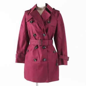 Unused COACH F34025 Leather Trench Coat with Signature Backing, Charm, and Logo Buttons, Wine RED XS, Authentic, Women's, Original Price: ¥110,000