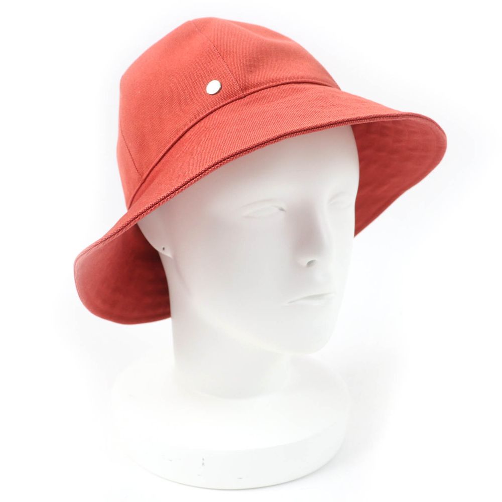 HERMES bucket hat Canvas Red HERMES bucket hat Canvas Red Bucket Type Stamped 57 | eBay main image 2