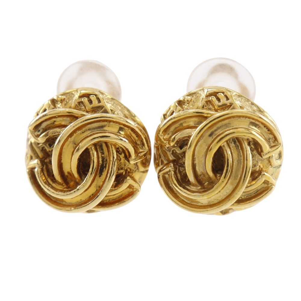 Chanel Chanel Gold-Plated Coco Mark Vintage Earrings 95A Metal Earrings 95A CHANEL Earrings AUTH Coco CC Logo Mark Vintage Gold 95A  main image 3