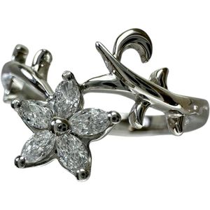 7호 다이아몬드 0.17ct 링・반지 Pt950 플래티넘 3.6g 레이디스 【중고】