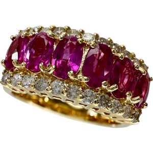 12.5호 루비 1.65ct 다이아몬드 0.43ct 링・반지 K18 골드 6.6g 레이디스 【중고】