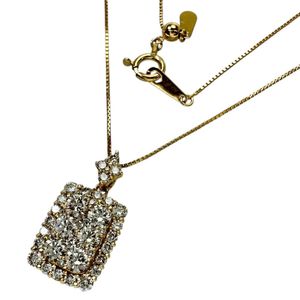 다이아몬드 총 1.00ct 목걸이 K18 골드 3.3g 45.5cm 레이디스 【중고】