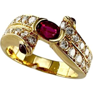 11호 루비 합계 0.57ct 다이아몬드 합계 0.60ct 링・반지 K18 골드 5.4 g 레이디스 【중고】