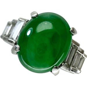 12호 비취 3.33ct 다이아몬드 0.57ct 링・반지 Pt900 플래티넘 9.3g 레이디스 【중고】