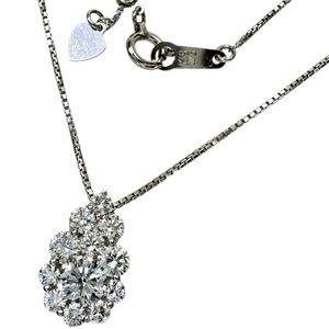 다이아몬드 총 1.10ct 목걸이 K18WG 화이트 골드 4.8g 45cm 여성 【중고】