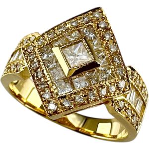 12호 다이아몬드 합계 1.00ct 링・반지 K18 골드 5.0g 레이디스 【중고】