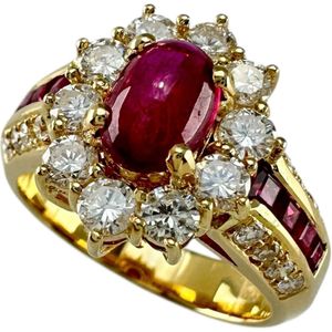 11호 루비 1.00/합계 0.44ct 다이아몬드 총 1.05ct 링・반지 K18 골드 8.3g 레이디스 【중고】