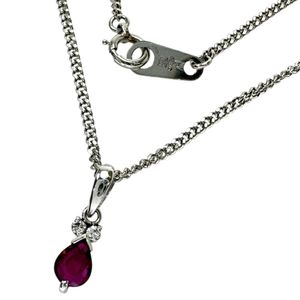 루비 다이아몬드 목걸이 Pt850 플래티넘/Pm900 플래티넘 4.4g 40cm 레이디스 【중고】