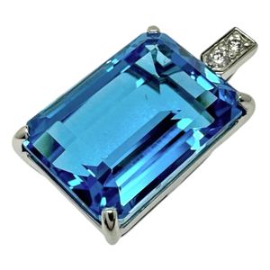 블루 토파즈 9.00ct 다이아몬드 총 0.02ct 펜던트 top Pt900 플래티넘 3.8g 레이디스 【중고】