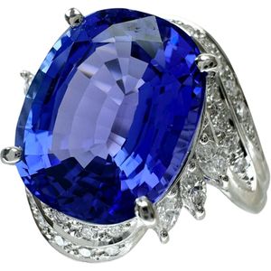 19호 탄자나이트 7.61ct 다이아몬드 0.51ct 링・반지 Pt900 플래티넘 12.4g 레이디스 【중고】