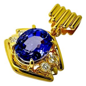 탄자나이트 2.50ct 다이아몬드 총 0.16ct 펜던트 top K18 골드 4.2g 레이디스 【중고】