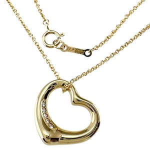 TIFFANY&Co./티파니 오픈 하트 펠렛티 다이아몬드 5P 목걸이 K18YG 옐로우 골드 4.0g 41.0cm 레이디스 【중고】