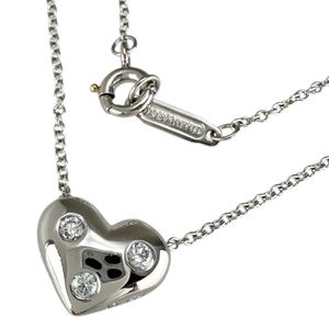 TIFFANY&Co./티파니 도트 하트 다이아몬드 3P 목걸이 Pt950 플래티넘 5.1g 40.5cm 레이디스 【중고】