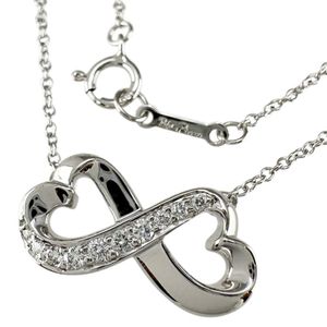 TIFFANY&Co./티파니 W 러빙 하트 팔로마 피카소 다이아몬드 목걸이 K18WG 화이트 골드 3.7 g 42 cm 레이디스 【중고】