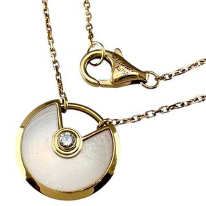 CARTIER/까르띠에 화이트 쉘 다이아몬드 목걸이 아뮬렛 K18YG 옐로우 골드 3.0g 39/42cm 레이디스 【중고】