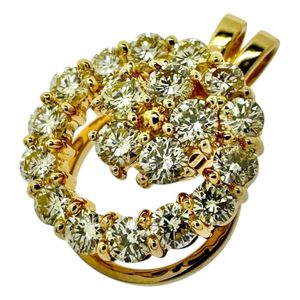 스윙 다이아몬드 총 0.81ct 펜던트 top K18 골드 3.1g 레이디스 【중고】