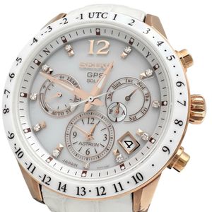SEIKO/세이코 SBXC004/5X53-0AC0 아스트론 다이어 11 P 손목시계 GP/레더/세라믹/티탄 솔러 전파 화이트 문자판/화이트 레더 벨트 레이디스[중고]