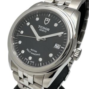 TUDOR/튜더/튜들 55000 상자/보관 글래머 데이트 다이어 10 P 손목시계 스테인리스 스틸 자동 감기/오토마 블랙 문자판 맨즈[중고]