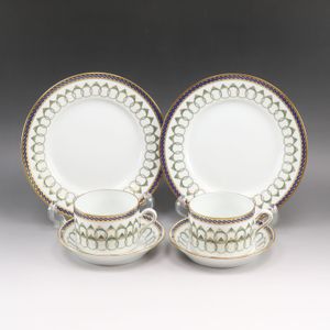 Pre-owned Richard Ginori Medici ring tableware: cup, saucer, and Plate x 2