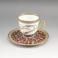 헤르메스 HERMES 슈발드리안 식기 컵 & 접시 Cheval durian 여성 【미사용】