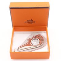 二手愛馬仕馬形書籤，書籤/書籤放大鏡，金屬，銀色，馬形書籤