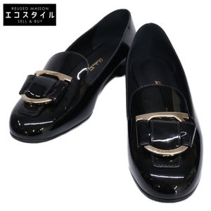 二手 Salvatore Ferragamo Gancini x RIBON乐福鞋，成色极佳，尺码 7D，漆皮材质