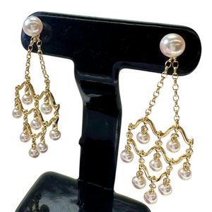 MIKIMOTO/미키모토 아코야 진주 5.8 mm×2 매달려 아코야 진주 3.8-4.4 mm 피어싱 K18 골드 7.9 g 레이디스 【중고】