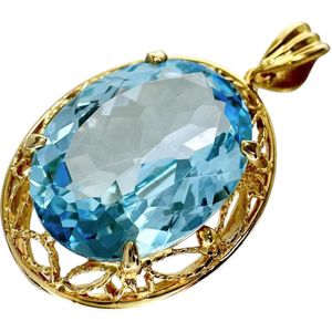 블루 토파즈 10.50ct 펜던트 top K18 골드 5.0 g 레이디스 【중고】