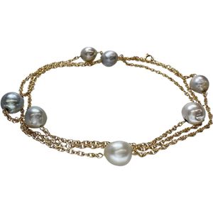 스테이션 디자인 바로크 남양 진주 8.5~9.0mm 목걸이 K18 골드 12.3g 73.5cm 레이디스 【중고】