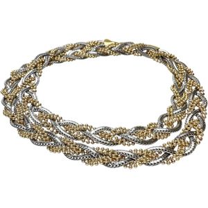 메쉬 디자인 목걸이 K18 골드/Pt850 플래티넘 23.8g 42.5cm 레이디스 【중고】