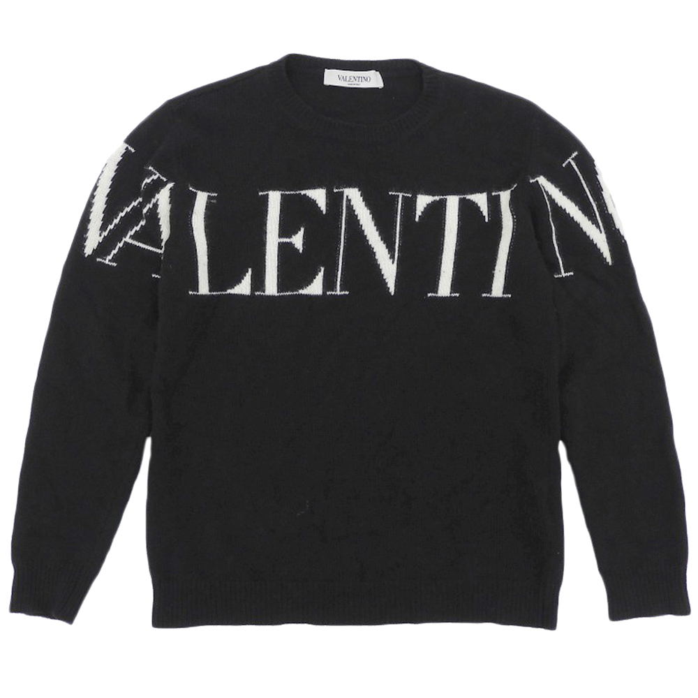 Pre-owned Valentino cashmere logo knit top, women's, black, size