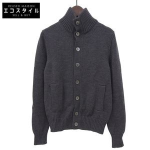 Pre-owned Zanone 100% Wool CHIOTO Stand- Color Knit Cardigan Jacket, Men's, Charcoal, Size 44