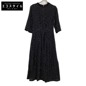 Pre-owned black K10-2 dotted maxi dress, size M
