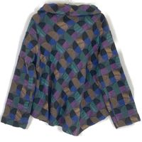 Jiu Purple Multicolor Round Color Short Coat, Size 40 (Pre-owned)