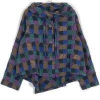 Jiu Purple Multicolor Round Color Short Coat, Size 40 (Pre-owned)