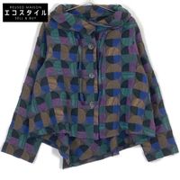 Jiu Purple Multicolor Round Color Short Coat, Size 40 (Pre-owned)