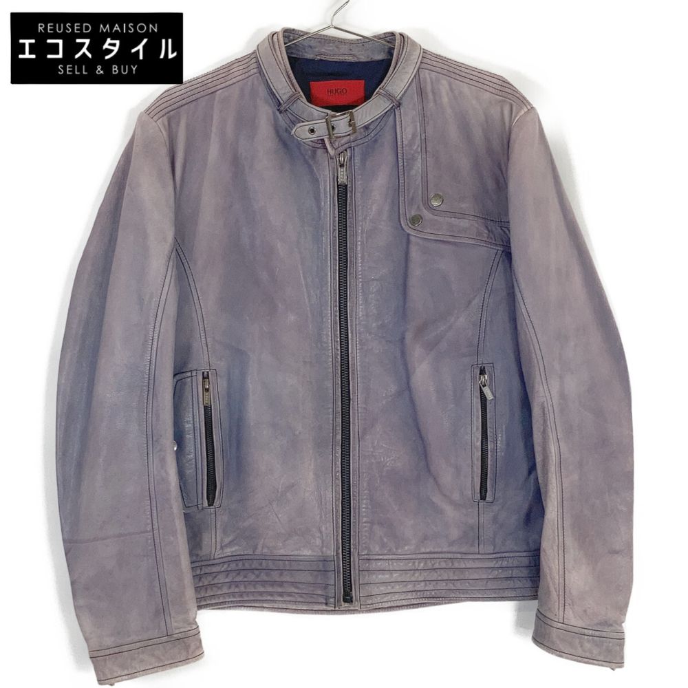 Hugo Boss Blue Gradation Calfskin Single Rider Jacket, Size S (Pre-owned)