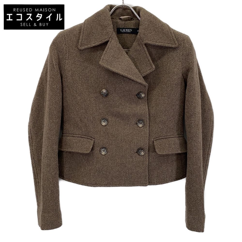 Lauren Ralph Lauren Brown Double-Breasted Herringbone Coat 00 [Pre-owned]