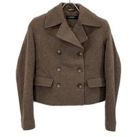 Lauren Ralph Lauren Brown Double-Breasted Herringbone Coat 00 [Pre-owned]