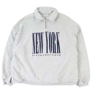 [Reviews Continue] Like New △Alexander Wang 23SS UCC1231600 Half Zip Sweatshirt with NY Puff Graphic XS Gray