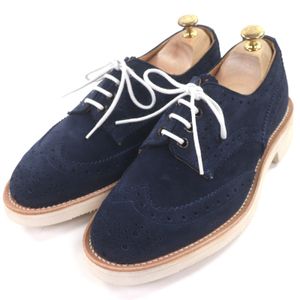 状况极佳： Tricker's Bourton 绒面革和皮革WING乡村鞋，M5633，6.5 码，海军蓝和白色，英国制造，带鞋盒和防尘袋。