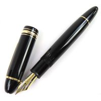 미품 △ MONTBLANC 몽블랑 마이스터스튁 149 Pix 펜촉 18K M 니브 화이트 스타 만년필 블랙 골드 상자・케이스 첨부 독일제 맨즈